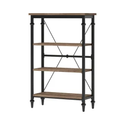 Thomasville Furniture Bookcases<Thomasville Breslyn 3-Shelf 48"H Metal Bookcase, Crosscut Hickory/Black Nickel (SPLS-BRBK-TV)
