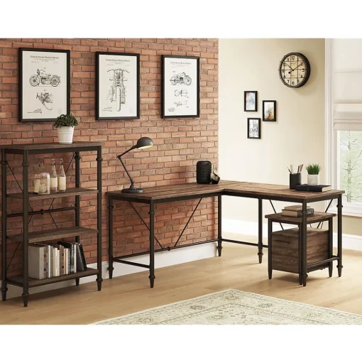 Thomasville Furniture L-Desks<Breslyn 60"W L-Shaped Computer Desk, Crosscut Hickory (SPLS-BRLD-TV)