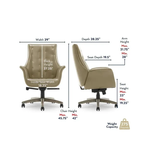Thomasville Furniture Office Chairs<Brooks Ergonomic Bonded Leather Swivel Executive Chair, Taupe (51493-TP)