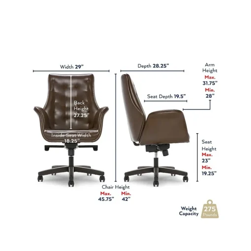 Thomasville Furniture Office Chairs<Brooks Ergonomic Bonded Leather Swivel Executive Chair, Brown (51493-BRN)