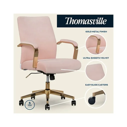 Thomasville Furniture Office Chairs<Jolie Ergonomic Fabric Swivel Desk Chair, (60068-BLSH)