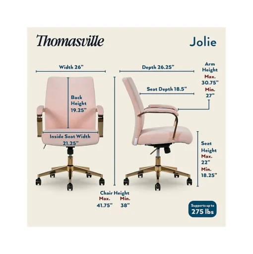 Thomasville Furniture Office Chairs<Jolie Ergonomic Fabric Swivel Desk Chair, (60068-BLSH)