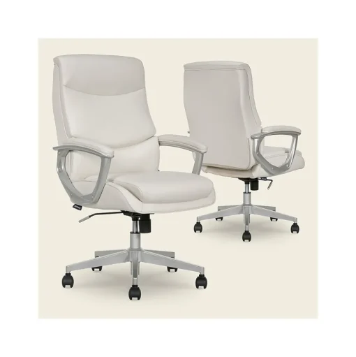 Thomasville Furniture Ergonomic Chairs<Josephine Ergonomic Bonded Leather Swivel Manager Chair, Beige (60071-CRM)