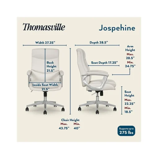 Thomasville Furniture Ergonomic Chairs<Josephine Ergonomic Bonded Leather Swivel Manager Chair, Beige (60071-CRM)