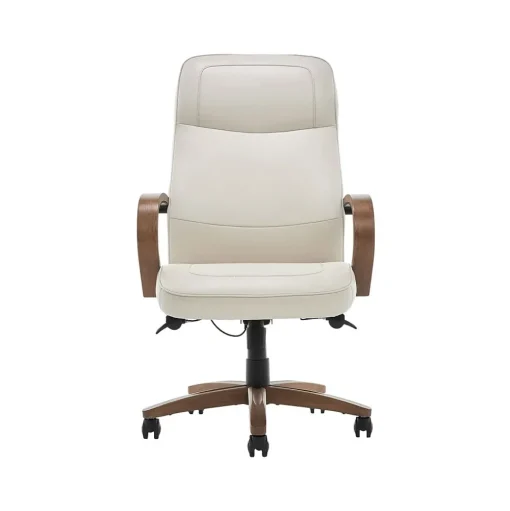 Thomasville Furniture Office Chairs<Lockhart Ergonomic Bonded Leather Swivel Executive Chair, Cream (51494-CRM)
