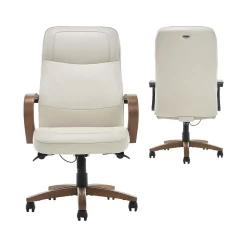 Thomasville Furniture Office Chairs<Lockhart Ergonomic Bonded Leather Swivel Executive Chair, Cream (51494-CRM)