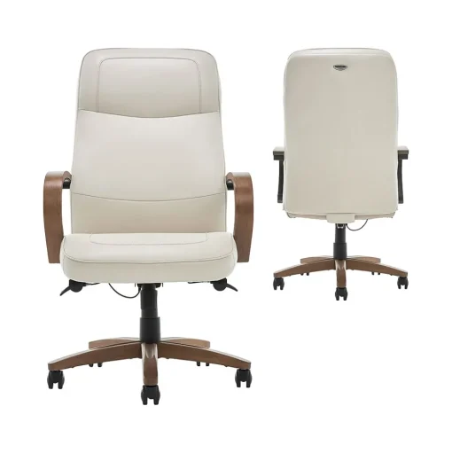 Thomasville Furniture Office Chairs<Lockhart Ergonomic Bonded Leather Swivel Executive Chair, Cream (51494-CRM)