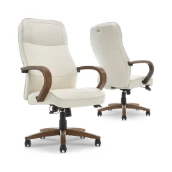 Thomasville Furniture Office Chairs<Lockhart Ergonomic Bonded Leather Swivel Executive Chair, Cream (51494-CRM)