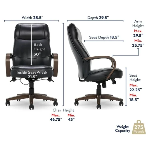 Thomasville Furniture Office Chairs<Lockhart Ergonomic Bonded Leather Swivel Executive Chair, Black (51494-BLK)