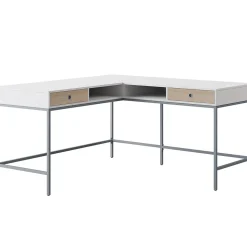 Thomasville Furniture L-Desks<Marana 60" L-Shaped Computer Desk, Arctic White/Desert Ash (SPLS-MA60LD-TV)