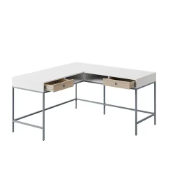 Thomasville Furniture L-Desks<Marana 60" L-Shaped Computer Desk, Arctic White/Desert Ash (SPLS-MA60LD-TV)