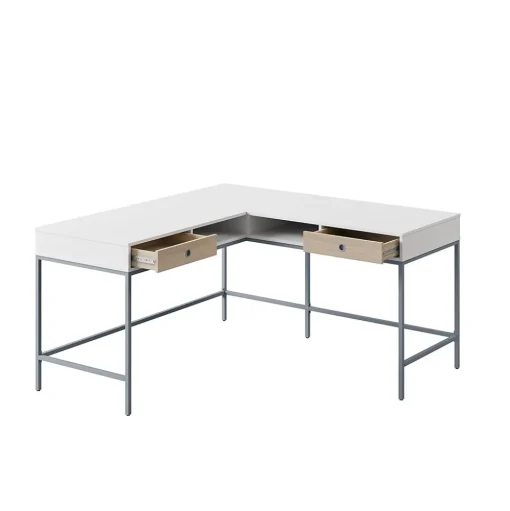 Thomasville Furniture L-Desks<Marana 60" L-Shaped Computer Desk, Arctic White/Desert Ash (SPLS-MA60LD-TV)