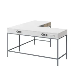 Thomasville Furniture L-Desks<Marana 60" L-Shaped Computer Desk, Arctic White/Desert Ash (SPLS-MA60LD-TV)