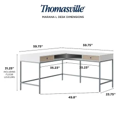 Thomasville Furniture L-Desks<Marana 60" L-Shaped Computer Desk, Arctic White/Desert Ash (SPLS-MA60LD-TV)