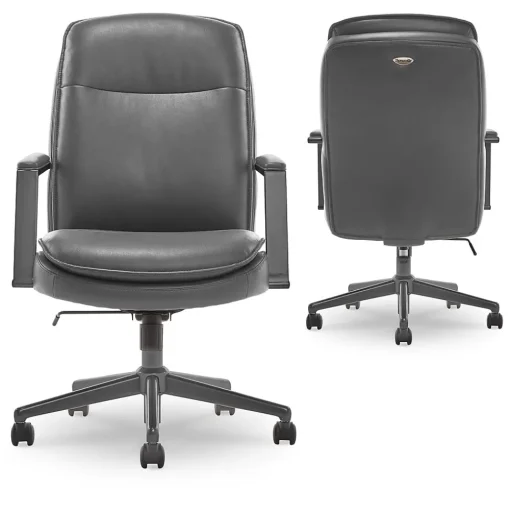 Thomasville Furniture Office Chairs<Upton Ergonomic Bonded Leather Swivel Manager Chair, Gray (51421-GRY)