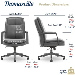 Thomasville Furniture Office Chairs<Upton Ergonomic Bonded Leather Swivel Manager Chair, Gray (51421-GRY)