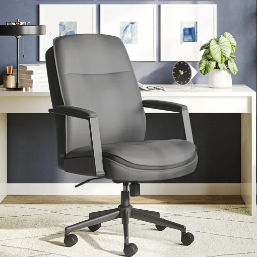 Thomasville Furniture Office Chairs<Upton Ergonomic Bonded Leather Swivel Manager Chair, Gray (51421-GRY)