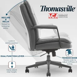 Thomasville Furniture Office Chairs<Upton Ergonomic Bonded Leather Swivel Manager Chair, Gray (51421-GRY)
