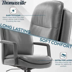 Thomasville Furniture Office Chairs<Upton Ergonomic Bonded Leather Swivel Manager Chair, Gray (51421-GRY)