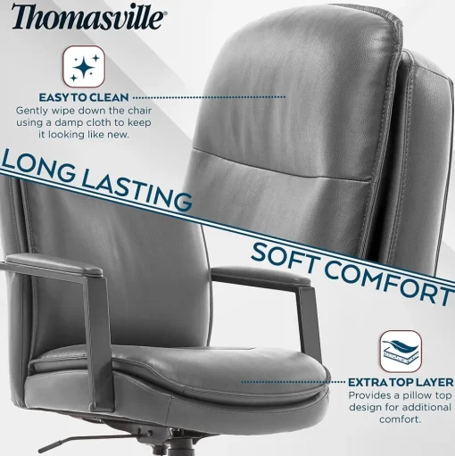 Thomasville Furniture Office Chairs<Upton Ergonomic Bonded Leather Swivel Manager Chair, Gray (51421-GRY)