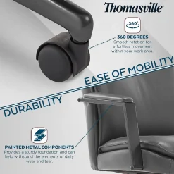 Thomasville Furniture Office Chairs<Upton Ergonomic Bonded Leather Swivel Manager Chair, Gray (51421-GRY)