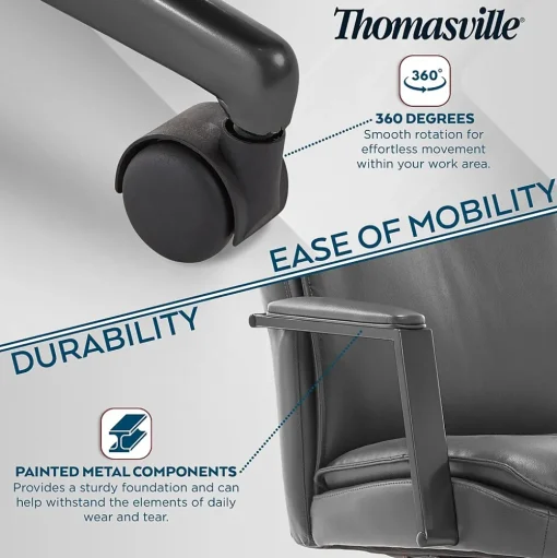 Thomasville Furniture Office Chairs<Upton Ergonomic Bonded Leather Swivel Manager Chair, Gray (51421-GRY)