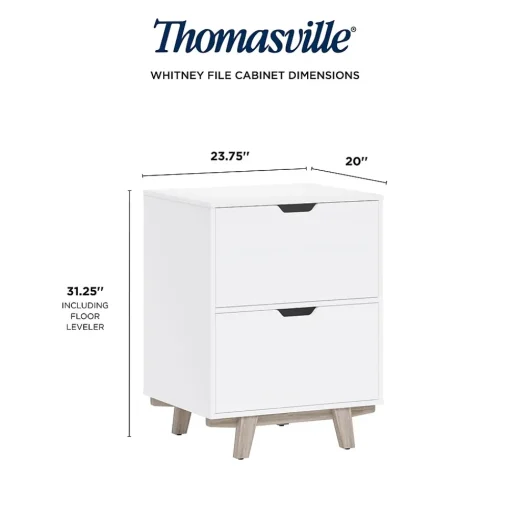 Thomasville Furniture File Cabinets<Whitney 2-Drawer Lateral File Cabinet, Letter/Legal Size, 31.25"H x 23.75"W x 20"D, White (SPLS-WHLF-TV)