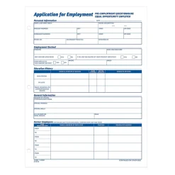 TOPS Hr Forms<® Application for Employment, 2-Sided, 8-1/2 x 11", 50 Sheets/Pad, 2 Pads/Box (32851)
