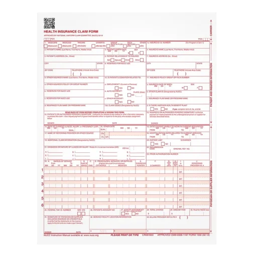 TOPS Medical Forms<CMS-1500 Health Insurance Claims, 500/Pack (TOP 50126RV)