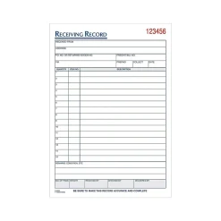 TOPS Business Forms<3-Part Carbonless Receiving Records, 5.56"W x 7.94"L, 50 Sets/Book (46260)