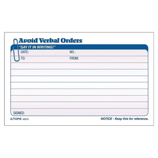 TOPS Business Forms<2-Part Carbonless Work Orders, 4.25"L x 7"W, 50 Sets/Book (46373)