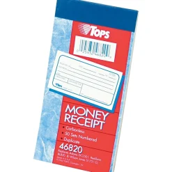 TOPS Accounting & Record Journals<2-Part Money/Rent Receipt Book, 5.37" x 2.75", White, 50 Forms (46820)