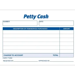 TOPS Business Forms<1-Part Petty Cash, 5" x 3.5", 50 Sets/Book (3008)