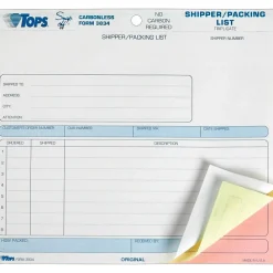TOPS Business Forms<Snap-Off 3-Part Carbonless Packing Slips, 8-1/2" x 7", 50 Sets/Book (3834)