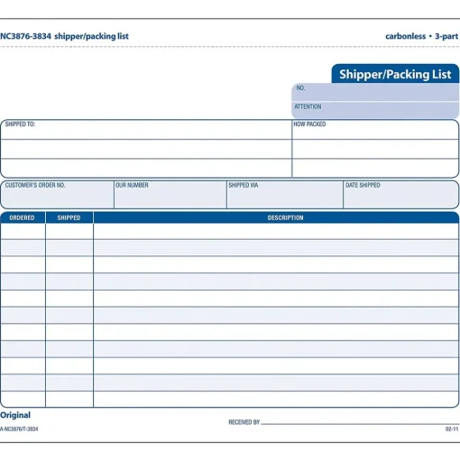 TOPS Business Forms<Snap-Off 3-Part Carbonless Packing Slips, 8-1/2" x 7", 50 Sets/Book (3834)