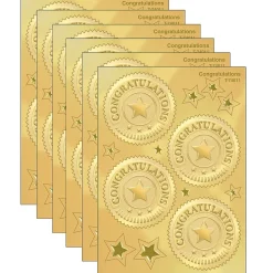 Trend Enterprises Awards & Certificates<TREND 2" Congratulations (Gold) Award Seals Stickers (T-74011-6)