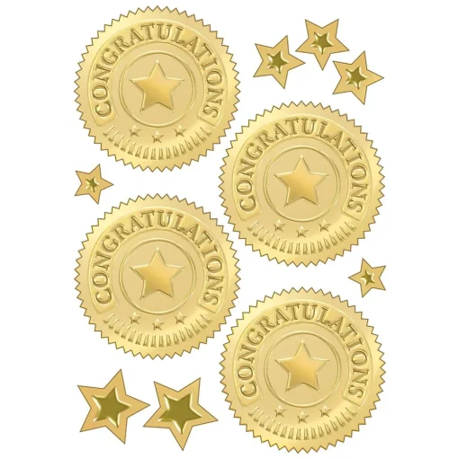 Trend Enterprises Awards & Certificates<TREND 2" Congratulations (Gold) Award Seals Stickers (T-74011-6)