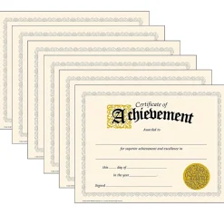 Trend Enterprises Awards & Certificates<Achievement Certificates, 8.5" x 11", Multicolor, 6/Bundle (T-2562-6)