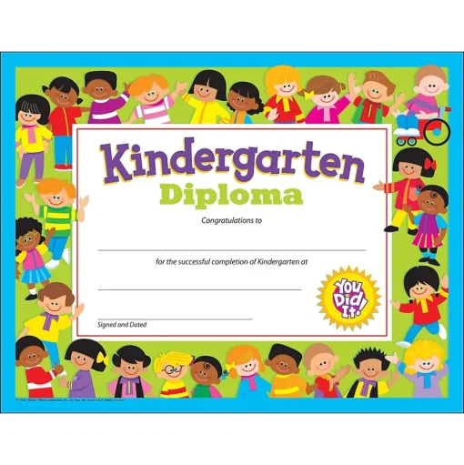 Trend Enterprises Awards & Certificates<TREND Kindergarten Diploma, 30 Per Pack, 6 Packs (T-17005-6)
