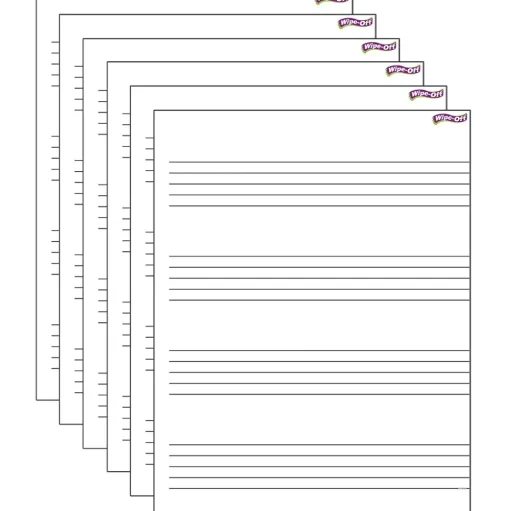Trend Enterprises Dry Erase<Trend Music Staff Wipe-Off Chart Laminated Paper Dry-Erase Whiteboard, 17" x 22", 6/Pack (T-27304-6)
