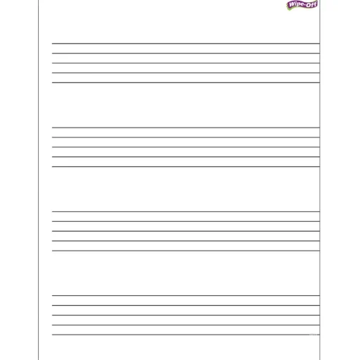 Trend Enterprises Dry Erase<Trend Music Staff Wipe-Off Chart Laminated Paper Dry-Erase Whiteboard, 17" x 22", 6/Pack (T-27304-6)
