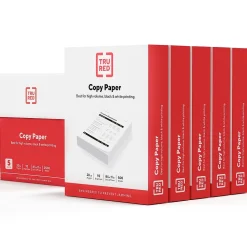 TRU RED Copy Paper<™ 8.5" x 11" Copy Paper, 20 lbs., 92 Brightness, 500 Sheets/Ream, 5 Reams/Carton (TR56960)
