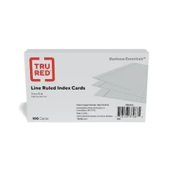TRU RED Index Cards<™ 3" x 5" Index Cards, Lined, Gray, 100/Pack (TR51014)