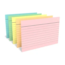 TRU RED Index Cards<™ 4" x 6" Index Cards, Lined, Assorted Colors, 100/Pack (TR51015)