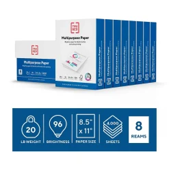 TRU RED Multipurpose Paper<™ 8.5" x 11" Multipurpose Paper, 20 lbs., 96 Brightness, 500 Sheets/Ream, 8 Reams/Carton (TR56964)