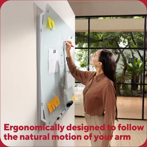 TRU RED Dry Erase<™ Ergonomic Curved Magnetic Glass Dry-Erase Whiteboard, 4' x 3' (TR62094)
