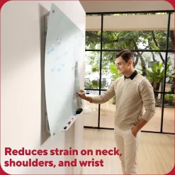 TRU RED Dry Erase<™ Ergonomic Curved Magnetic Glass Dry-Erase Whiteboard, 4' x 3' (TR62094)