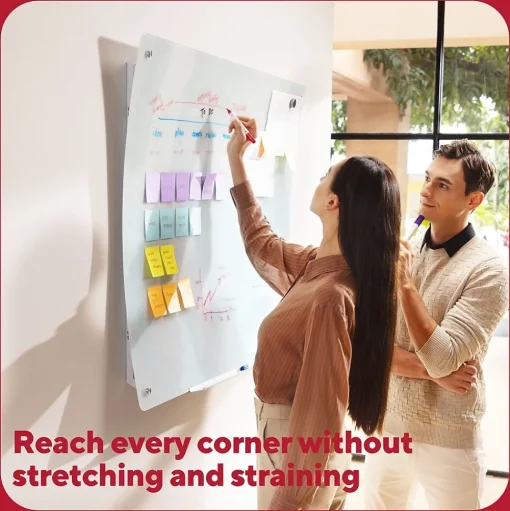 TRU RED Dry Erase<™ Ergonomic Curved Magnetic Glass Dry-Erase Whiteboard, 4' x 3' (TR62094)