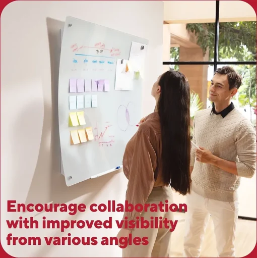 TRU RED Dry Erase<™ Ergonomic Curved Magnetic Glass Dry-Erase Whiteboard, 4' x 3' (TR62094)