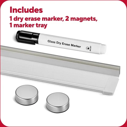 TRU RED Dry Erase<™ Ergonomic Curved Magnetic Glass Dry-Erase Whiteboard, 4' x 3' (TR62094)